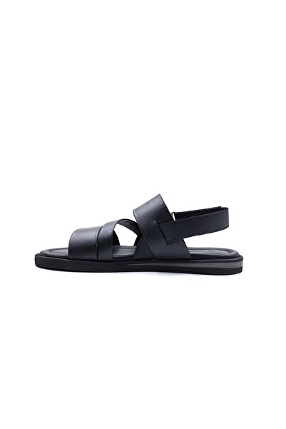 Hammer Jack Lightweight Design Genuine Leather Men's Black Velcro Comfort Sandals