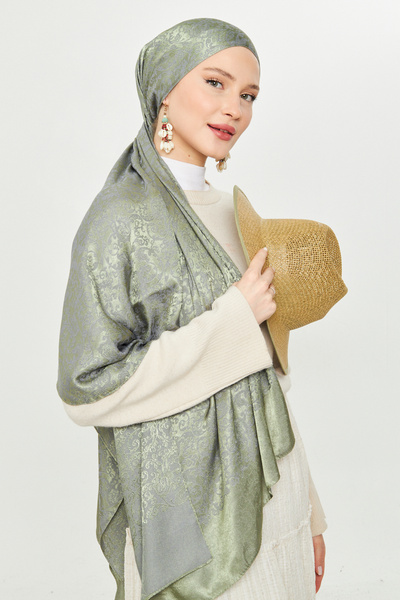 Scarf Bohemian Jacquard Shawl - Mint Gray Gi Shine