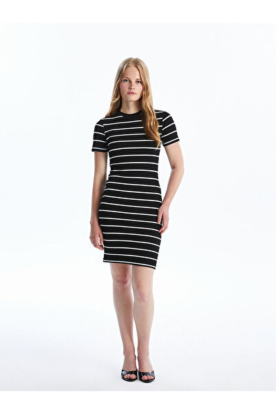 LC Waikiki Crew Neck Striped Short Sleeve Women's Dress