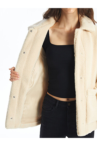 LC Waikiki Női plüss inggalléros kabát