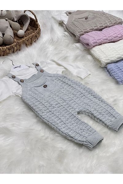 LİTTLELAND Combed Cotton Pocket Knitwear Slopet Jumpsuit