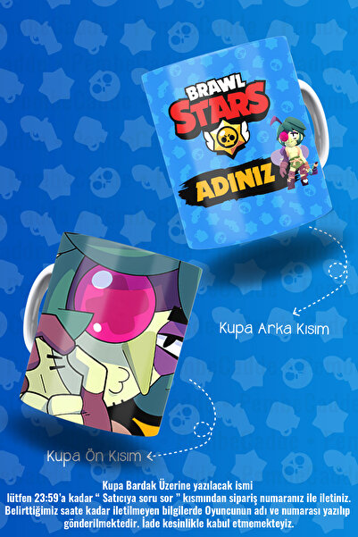 PembeCadde Brawl Stars Angelo Baskılı Kişiye Özel isimli Porselen Kupa Bardak...