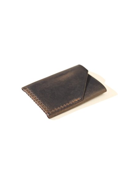 Hi Leather BTube Vertical Leather Card Holder Chestnut
