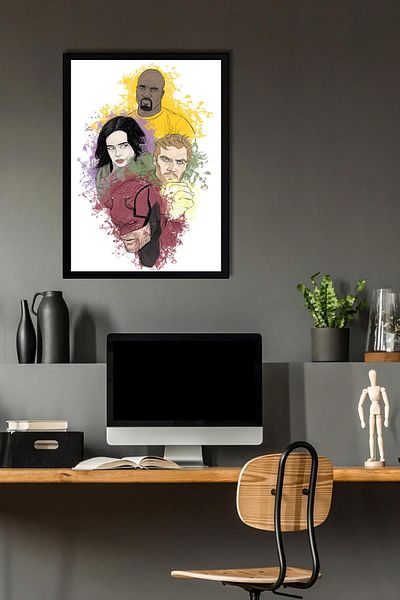 Saturn Pictură înrămată The Defenders - Poster de desene animate Marvel