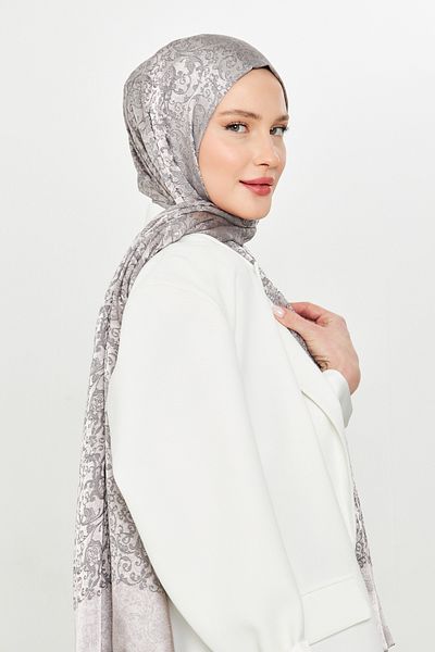 Scarf Gi Shine Bohemian Jacquard Shawl - Powder Gray