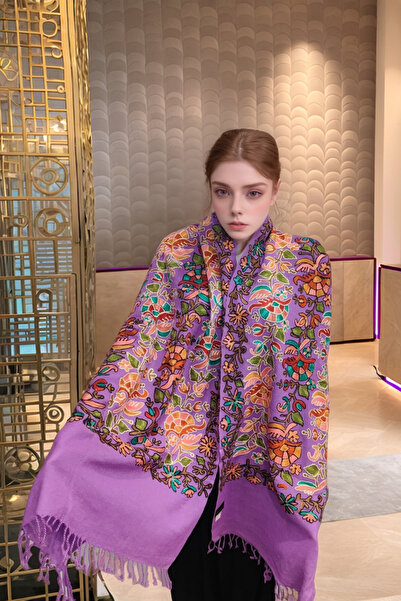 onliecraft Omuz Şal Ipek Işlemeli Paşmina Şal Kaşmir✨🎗️✨🧣🧣