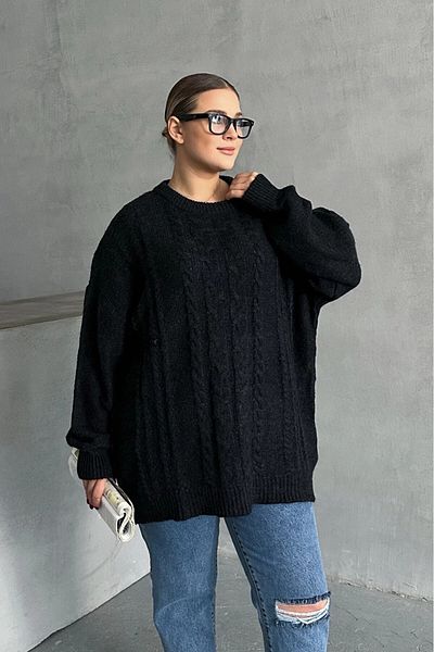 Stil Diva Long Sleeve Crew Neck Plus Size Knitwear Sweater - Dg-05