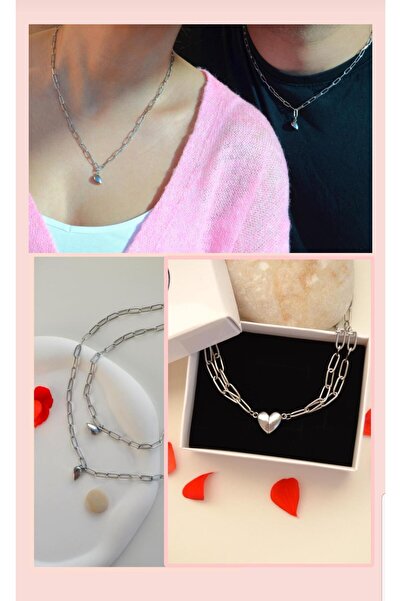 Sacce Scarves&Accessories صندوق هدايا العشاق الفولاذي مع سلسلة مشبك ورق - قلا...