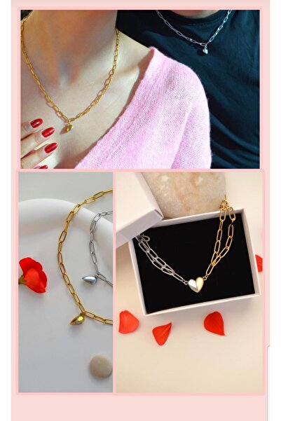 Sacce Scarves&Accessories Ataç Zincirli Çelik Sevgili Kolyesi Hediye Kutulu Ç...