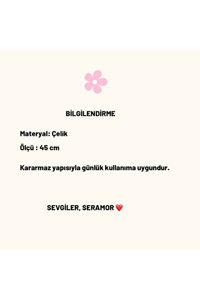 SERAMOR Yonca desenli çelik kolye 45 cm( kısa boy)