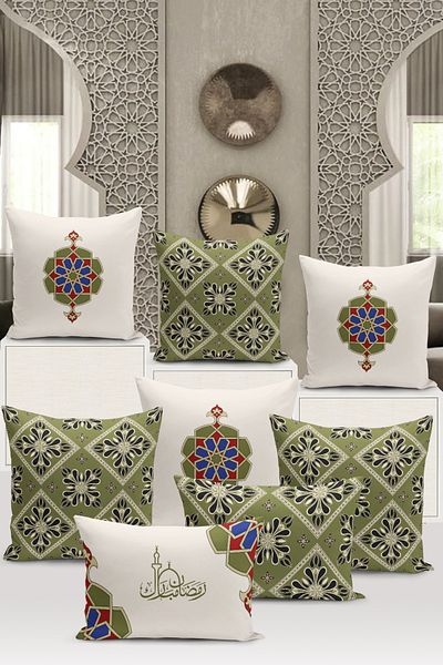 Bertille Home Seria Ramadan - Set de 8 huse de pernă imprimate digital