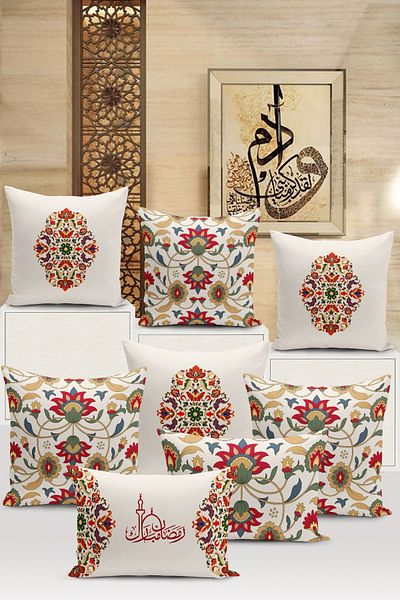 Bertille Home Seria Ramadan - Set de 8 huse de pernă imprimate digital