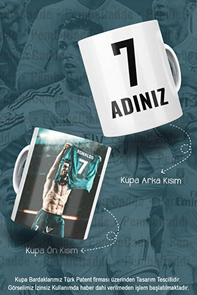 PembeCadde Porselen Cristiano Ronaldo Kişiye Özel isim ve numaralı Kupa Kahve Mug Bardak Gol Sevinci