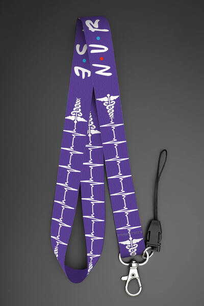 Apptakı Mor Nurse Hemşire Boyun Askı İpi Kimlik Kartı ve Telefon Askısı  - AS...