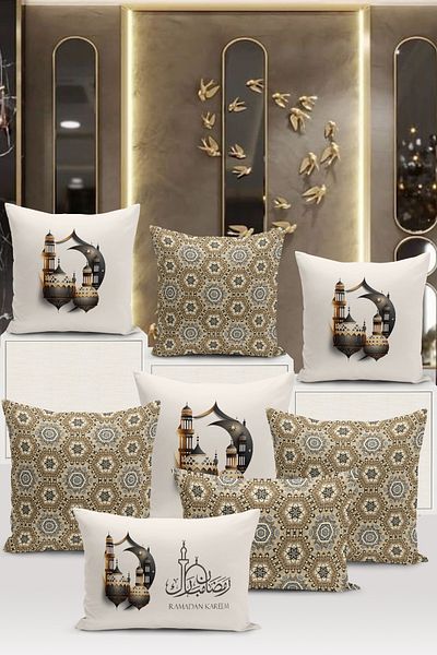 Bertille Home Seria Ramadan - Set de 8 huse de pernă imprimate digital