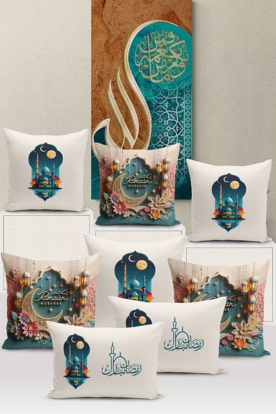 Bertille Home Seria Ramadan - Set de 8 huse de pernă imprimate digital