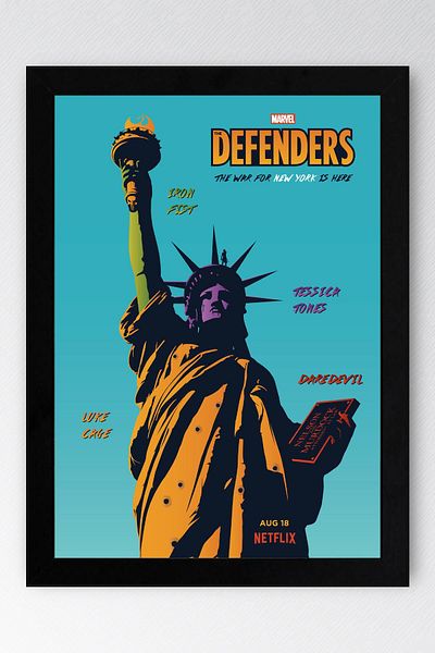 Saturn Pictură înrămată The Defenders - Pictură poster Marvel The War For New York