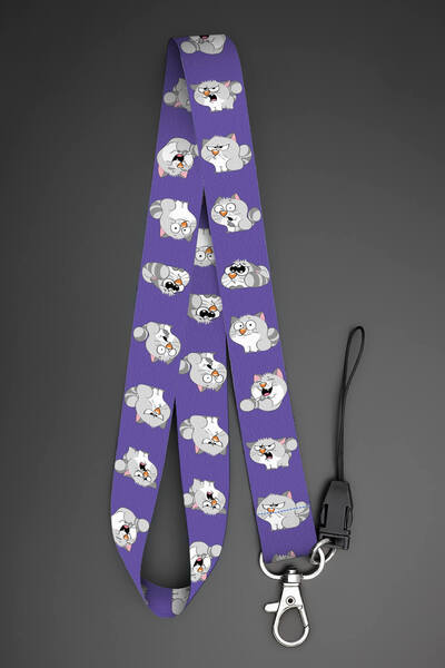 Apptakı Kedi Desenli Boyun Askı İpi Yaka Kartı Kimlik Askısı Telefon Aksesuar...