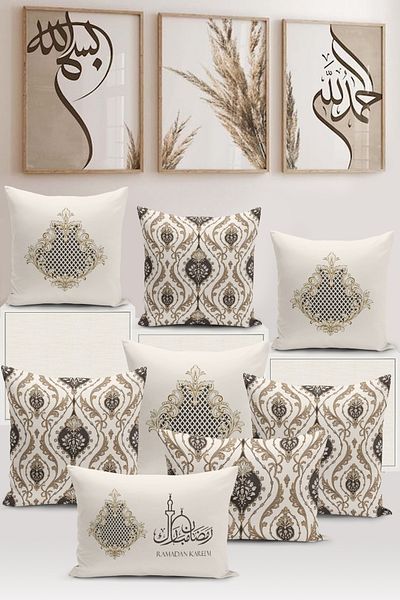 Bertille Home Seria Ramadan - Set de 8 huse de pernă imprimate digital