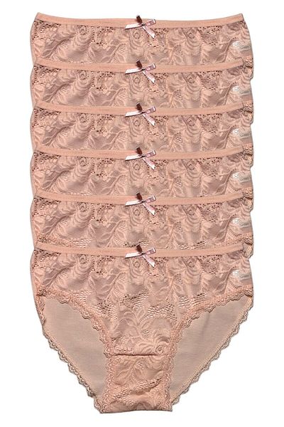 Gizli Butik Σετ 6 γυναικεία βαμβακερά εσώρουχα μπικίνι - μπροστινή δαντέλα
