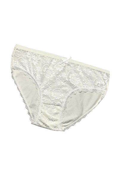 Gizli Butik Set de 6 chiloți bikini pentru femei din bumbac din dantelă de culoare ecru
