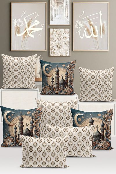 Bertille Home Seria Ramadan - Set de 8 huse de pernă imprimate digital