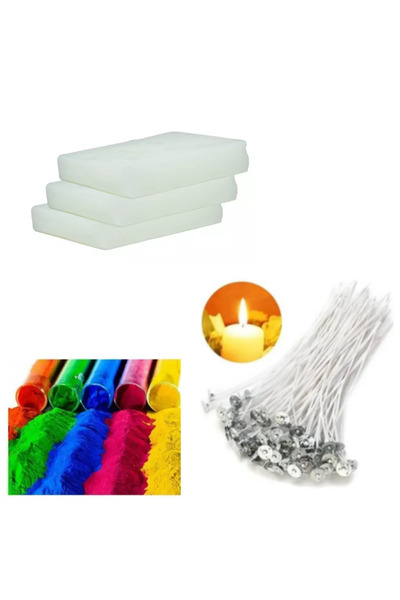 adin tasarım Mum Yapım Seti 26 Parça Katı Parafin + Mum Boyası 5 Renk + Hazır...