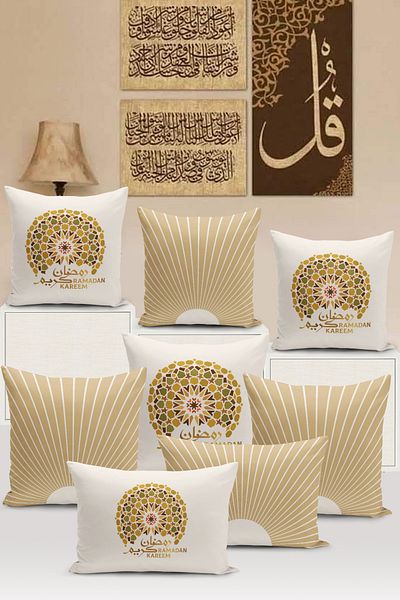 Bertille Home Seria Ramadan - Set de 8 huse de pernă imprimate digital
