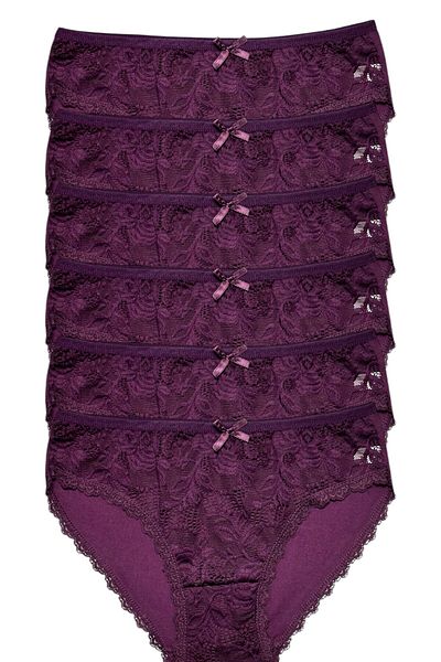 Gizli Butik Γυναικείο μπικίνι βαμβακερό μωβ μπροστινό δαντέλα 6 τμχ