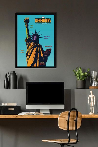 Saturn Pictură înrămată The Defenders - Pictură poster Marvel The War For New York