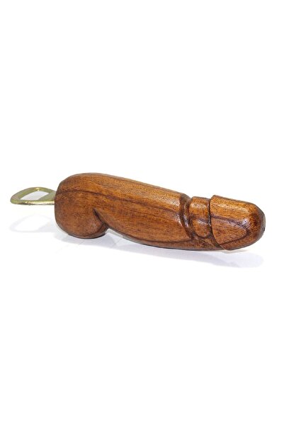 Generic Brand Deschizător de bere și conserve din lemn, modelat ca un penis