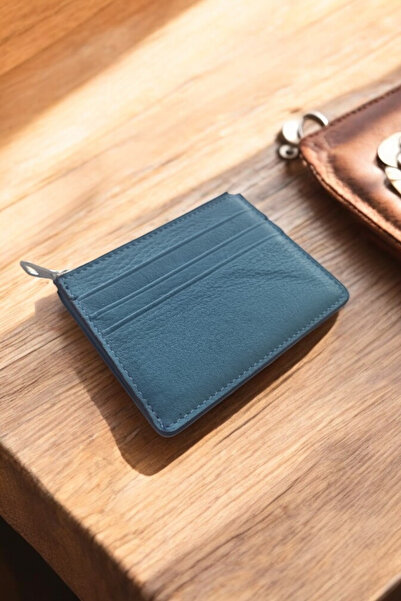 Clavel حامل بطاقات من الجلد الطبيعي بسحاب 6+1