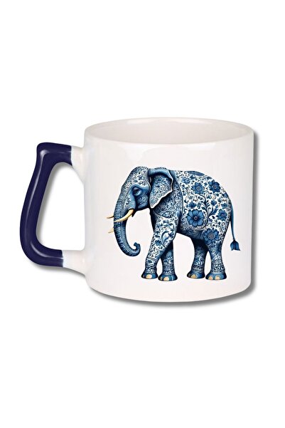Meturas Mug with Blue Elephant Figure 225 ml - Collection Piece