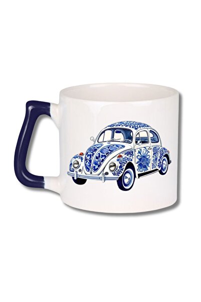 Meturas Decorative Patterned Ceramic Mug, Blue-White, 225 ml (Blue 9)