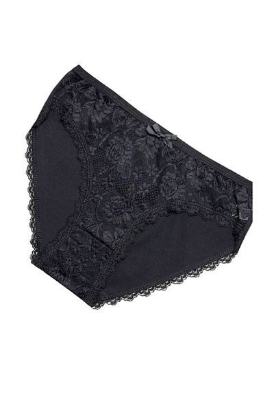 Gizli Butik Pachet de 6 chiloți bikini din bumbac negru - dantelă în față