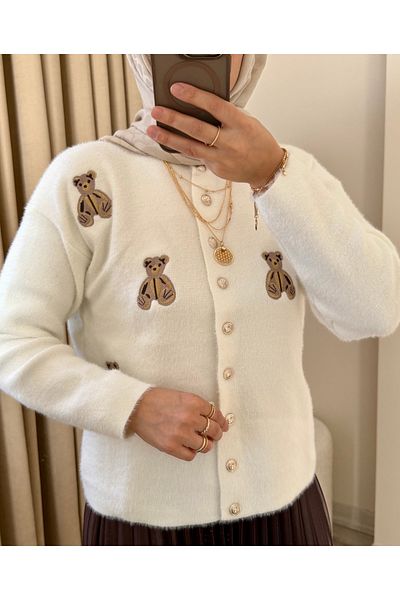 MERİÇ BOUTİQUE Teddy Bear Embroidered Cardigan