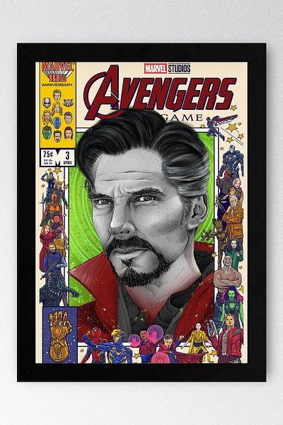 Saturn Tablou înrămat Doctor Strange - Poster de copertă de benzi desenate Marvel Avengers
