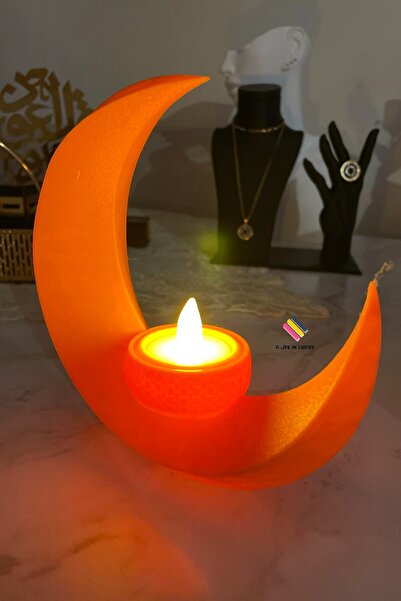 a life in games Yarım Ay Ledli Işıklı Biblo - Led mum hediyeli -  ev,ofis dek...