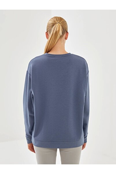 LC Waikiki Xsıde Actıve Indigo Bisiklet Yaka Oversize Kadın Sweatshirt