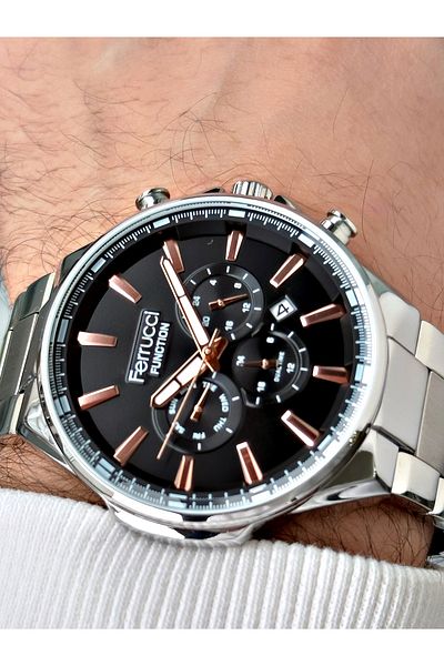 Ferrucci Men's Wristwatch - 3 Atm Waterproof, Functional Steel Cord