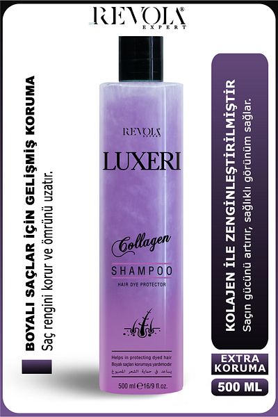 REVOLA EXPERT Luxeri Collagen Shampoo - Color Protection and Reinforced Healthy Look for Dyed Hair 500 ml