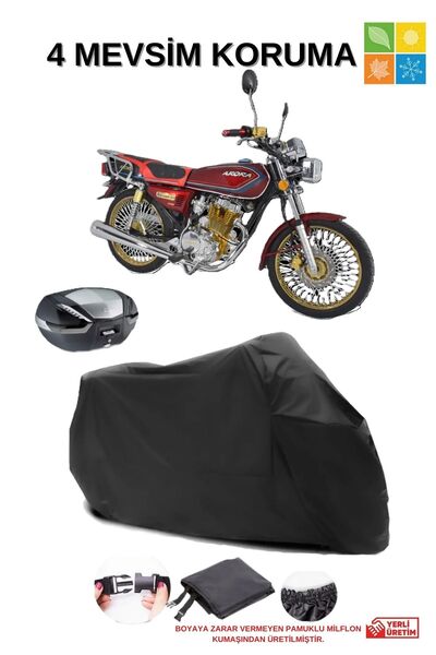 AutoEN Arora CG 100 Modifiye ARKA ÇANTA UYUMLU SU GEÇİRMEZ SİYAH MOTOSİKLET Ö...