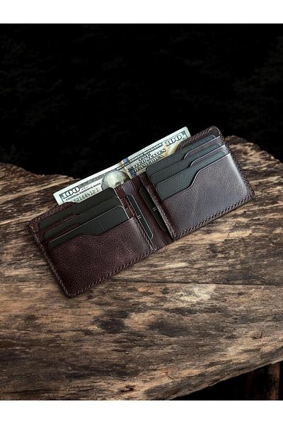 Safir Leather Италиански кожен портфейл Lydia Special - тъмнокафяв
