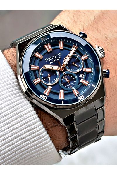 Ferrucci Function Steel Cord Smoke Color Men's Wristwatch 3 Atm Waterproof