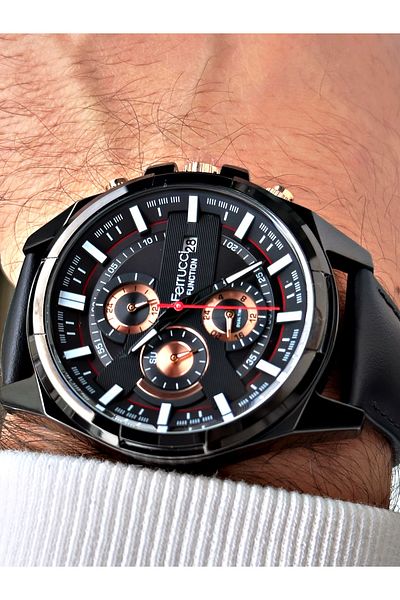 Ferrucci Men's Wristwatch - Waterproof, Functional Leather Cord