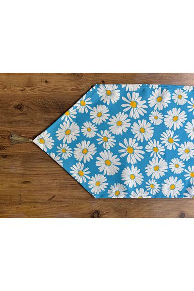 HALFART Blue Daisies Duck Linen Runner rezistent la apă și rezistent la murdărie