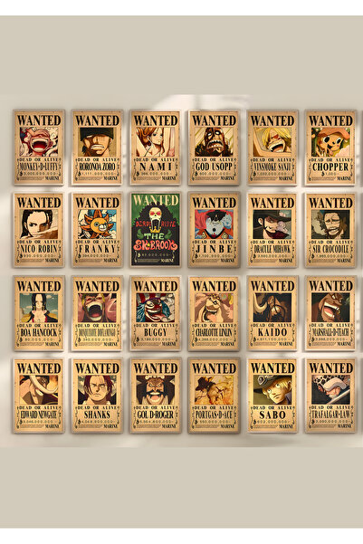Home One Piece Wanted 24'lü Anime Poster Seti, Yüksek Çözünürlük Parlak Kalın Fotograf Kağıdı
