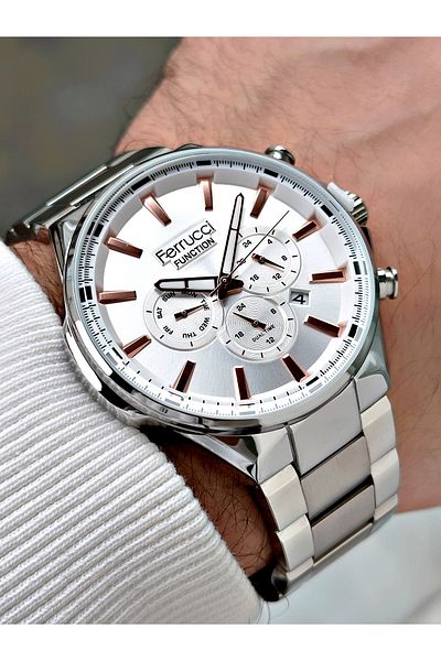 Ferrucci Men's Wristwatch - 3 Atm Waterproof, Functional Steel Cord