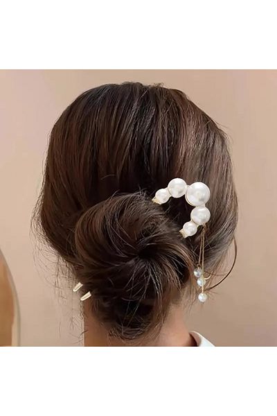Eva Flore U-Shaped Hairpin with Pearls, Bridal Hair Accessory Bun Hairpin