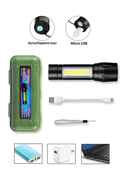 Fırsat7 3 Modlu Şarj Edilebilir 2500 Lümen Taşınabilir Led Fener Kamp Avcılık...